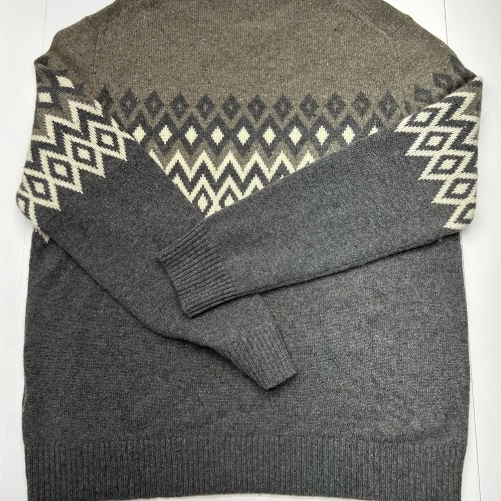 Banana Republic Gray/ Brown Crewneck Sweater Italian Yarn Wool Blend Fairisle